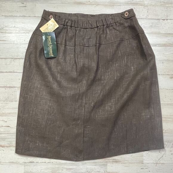 harve benard Brown Tobacco 100% Linen Short Skirt SZ 12 C101972 - Picture 2 of 9